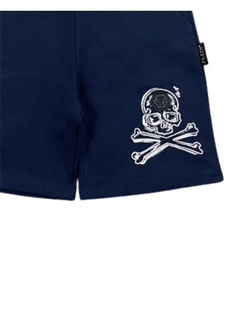 Blue cotton Bermuda shorts for children Philipp Plein | BBE044BLU